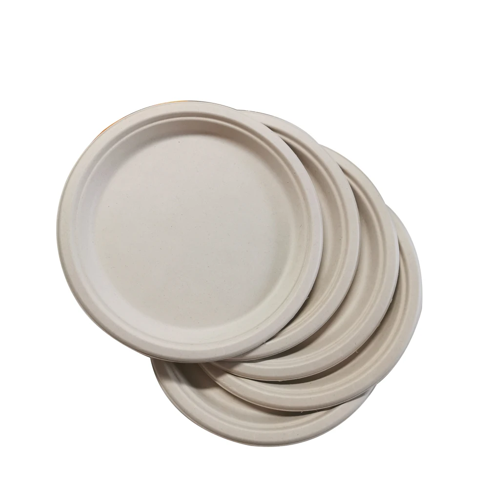 Disposable Sugar cane paper pulp dinner restaurant biodegradables bagasse  plate disposable plates and cups