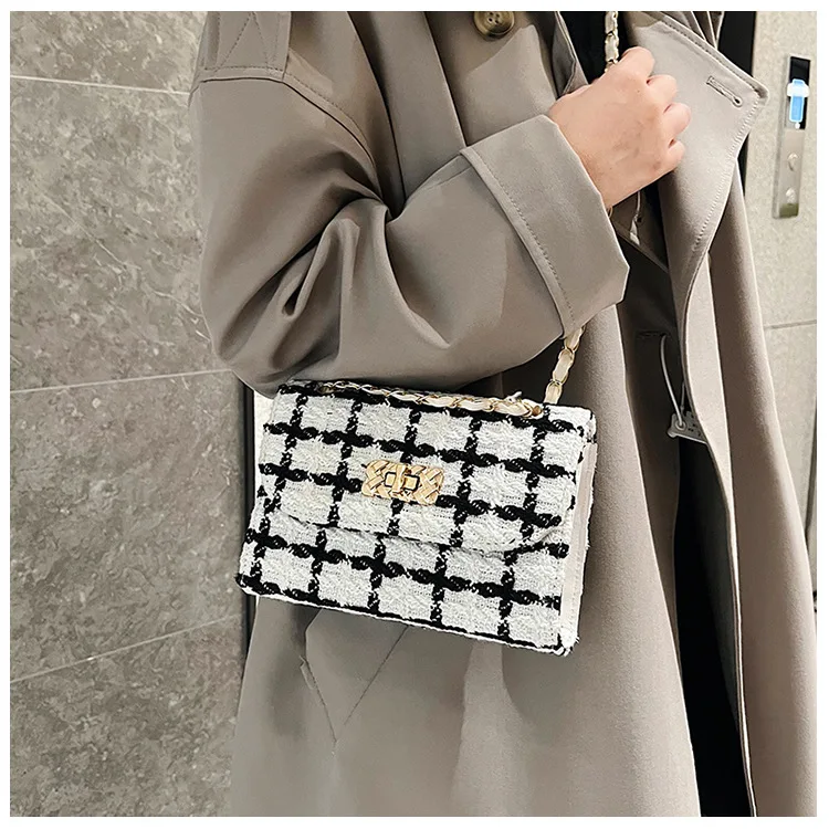 New Fashion Handbags Bolsa Para Dama Small Chain Shoulder Tweed Bags Luxury Brand Designer Women Cross body Bag