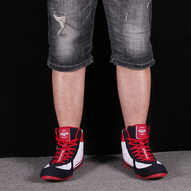 Wholesale Custom Professional High Top Sport Boots Gym Bodybuilding Boxing Shoes For
