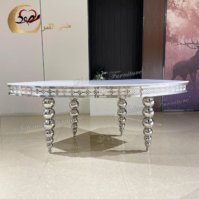 Luxurious Wedding Furniture Stainless Steel Round Half Moon Banquet Table