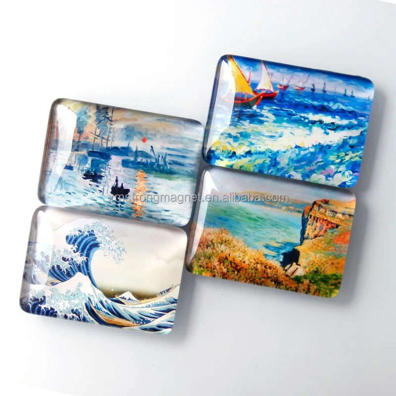 custom high quality landscape photo glass fridge magnet magnetic tourist souvnir gift