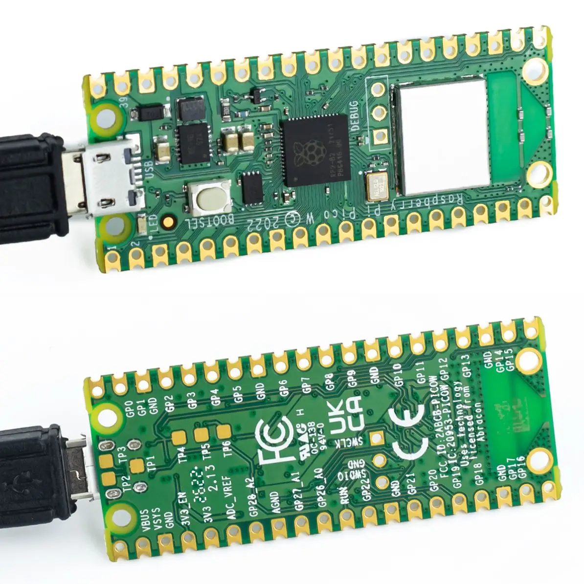 Raspberry Pi Pico W Wireless LAN WiFi RP2040 Dual-core Microcontroller Development Board with USB Cables/Pin Headers