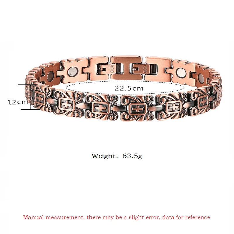 Vintage Fashion Trend Cross Lace Red Copper Magnetic Health Bracelet for Men