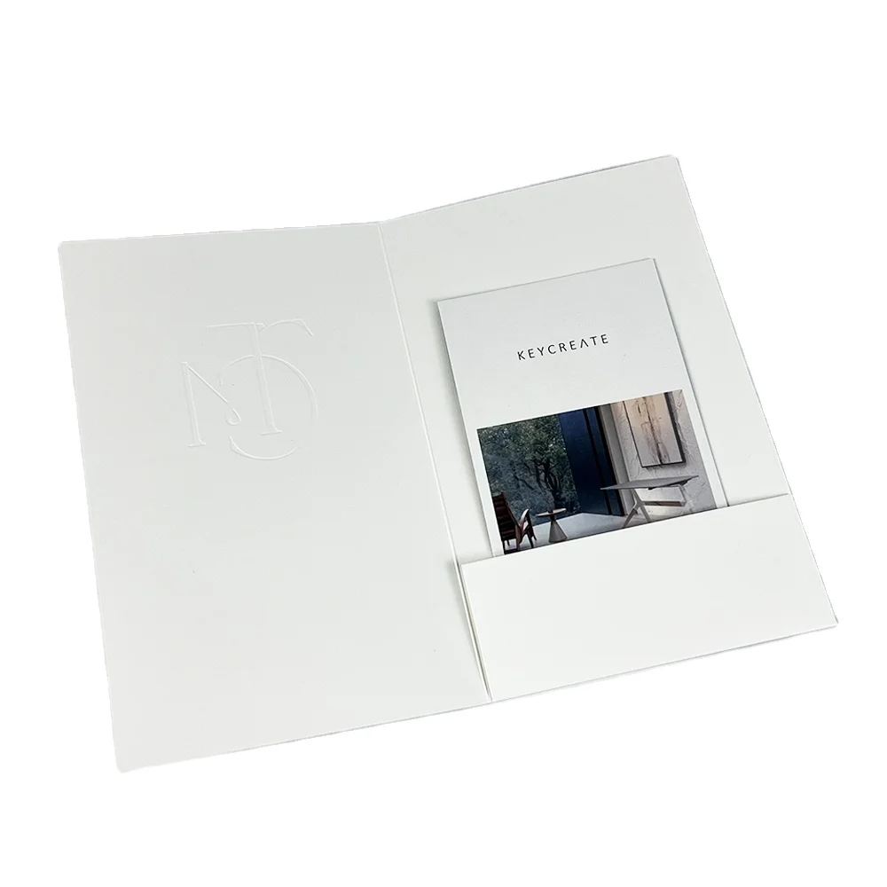 Custom linen Textured Paper Folder with Embossed Logo for Corporate Events and Marketing Printing in Shanghai