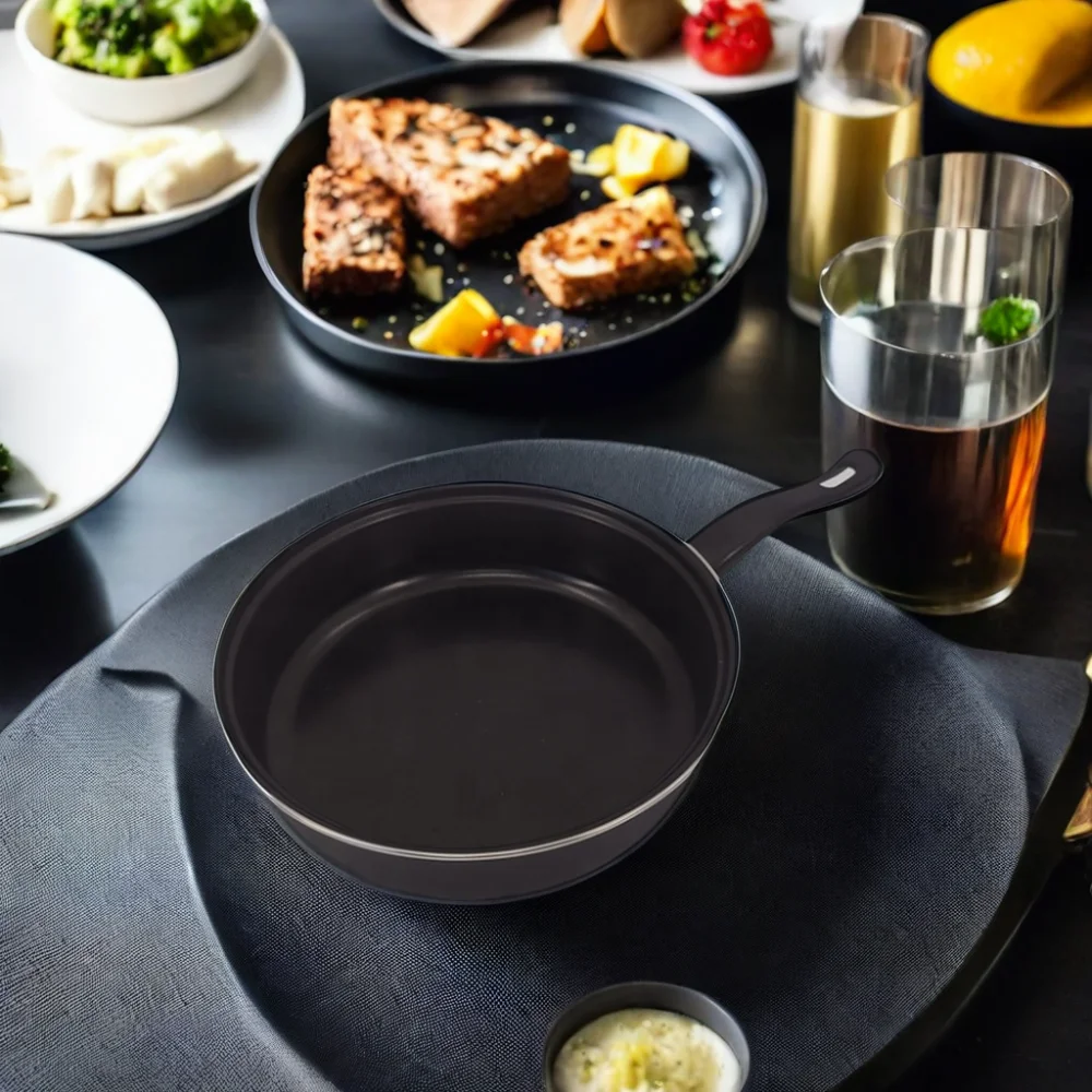 7-Piece Classic Design Carbon Steel Cookware Set Including 0.8mm 16cm 18cm Sauce Pan 24cm Casserole Non-Stick Saute Pan