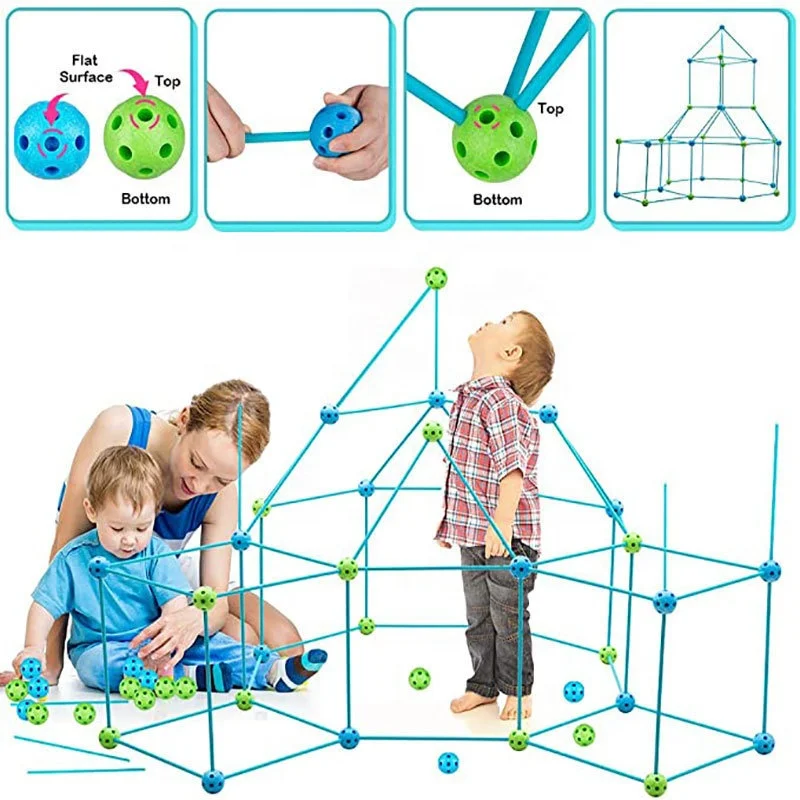 DIY Tent Kids Construction Fort Toys Building Castles Tunnels Tents Kit Play House Building Toys For XMAS Gift Building Block