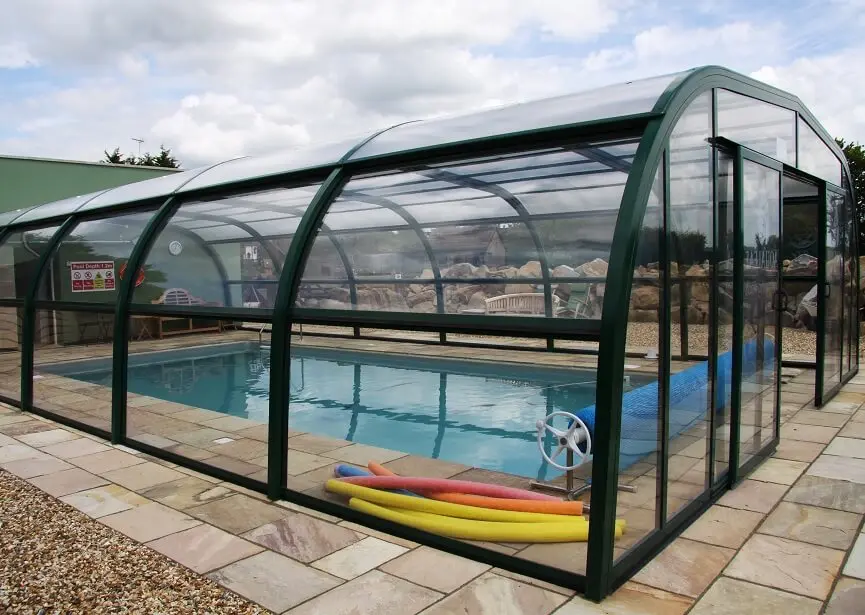 Aluminum frame retractable awning roof sliding tempered insulated glass greenhouse sunroom houses