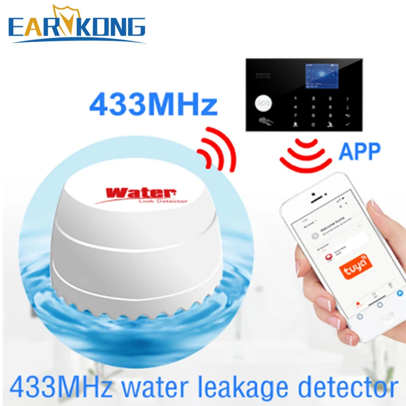 
Most popular easy installation for home security alarm system 433MHz Wireless Water Leakage Detector 