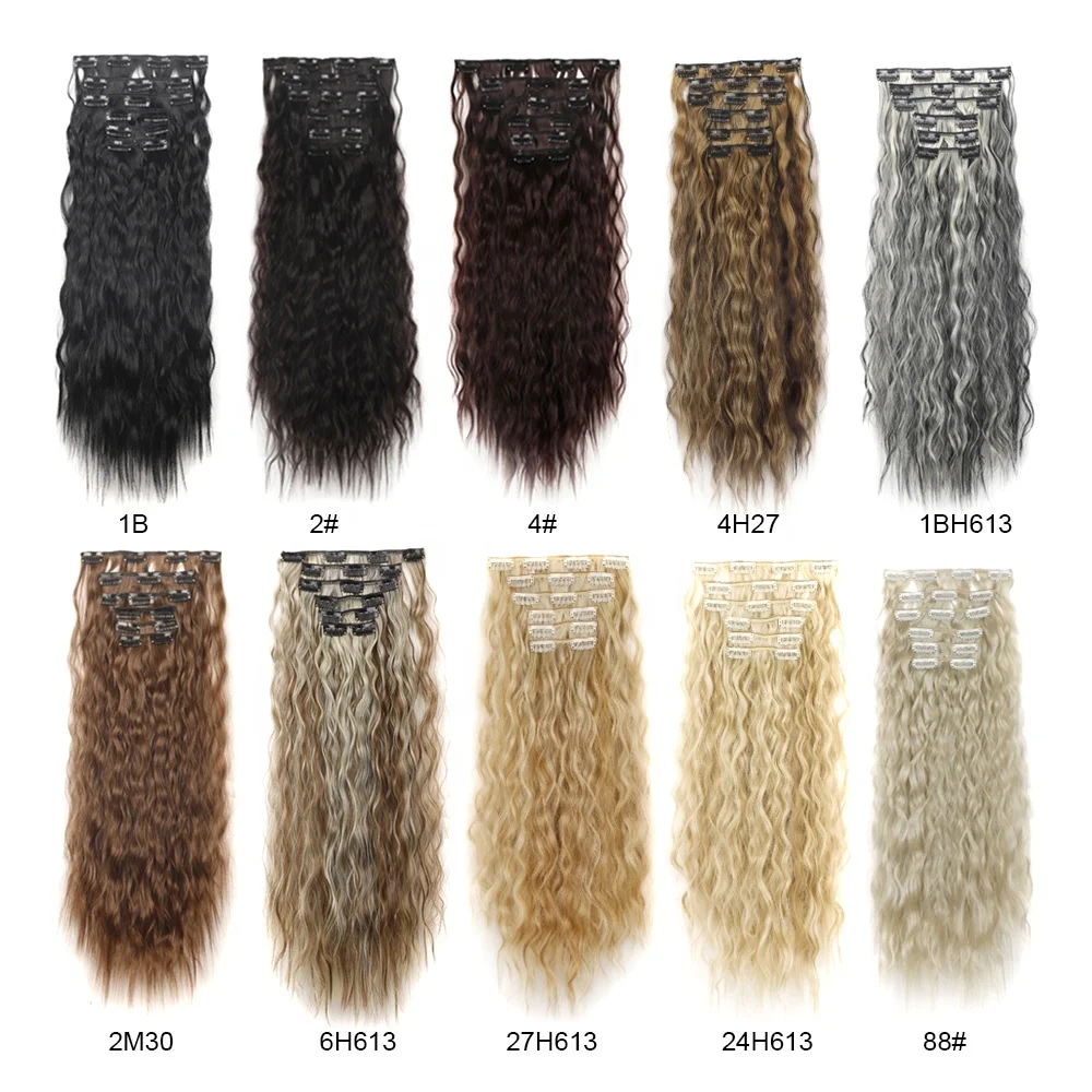 6Pcs Clip in Hair Extensions Clip in Long Wavy Extensions Thick Long Hairpieces for Women Full Head 24 Inch Golden Blonde