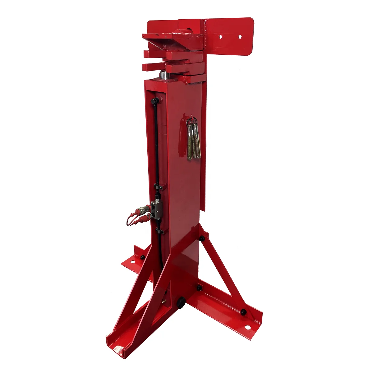 Container lifting jack system with synchronous hydraulic pump station for grain silos