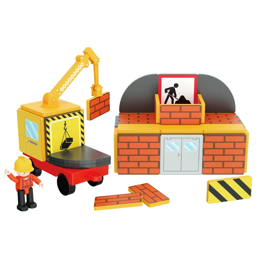 JOJTOP 36PCS Engineering subject plastic construction set educational oem odm  magnetic building tiles blocks toys for kids