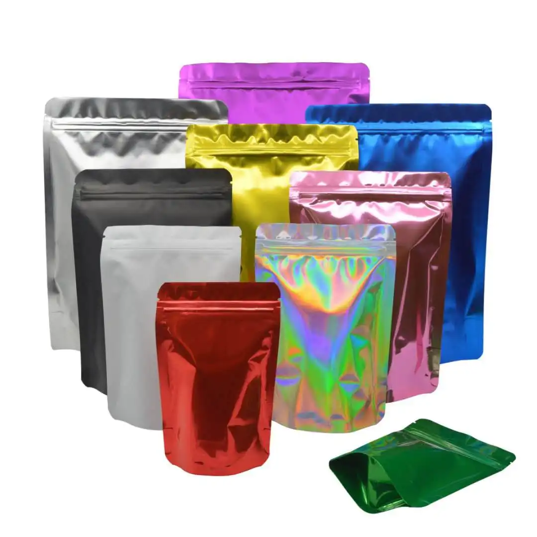 
custom printed heat sealing foil zipper smell proof mylar weed packaging bag 