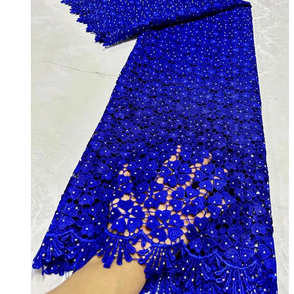 Hot Sales Newest Design Nigeria Leaf Pattern colored Guipure Lace Cord Lace for dress for clothing