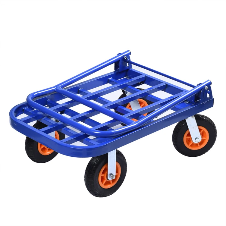 Platform Trolley Square Tube trolley truck foldable and portable mute cargo four-wheel heavy duty truck king large trailer
