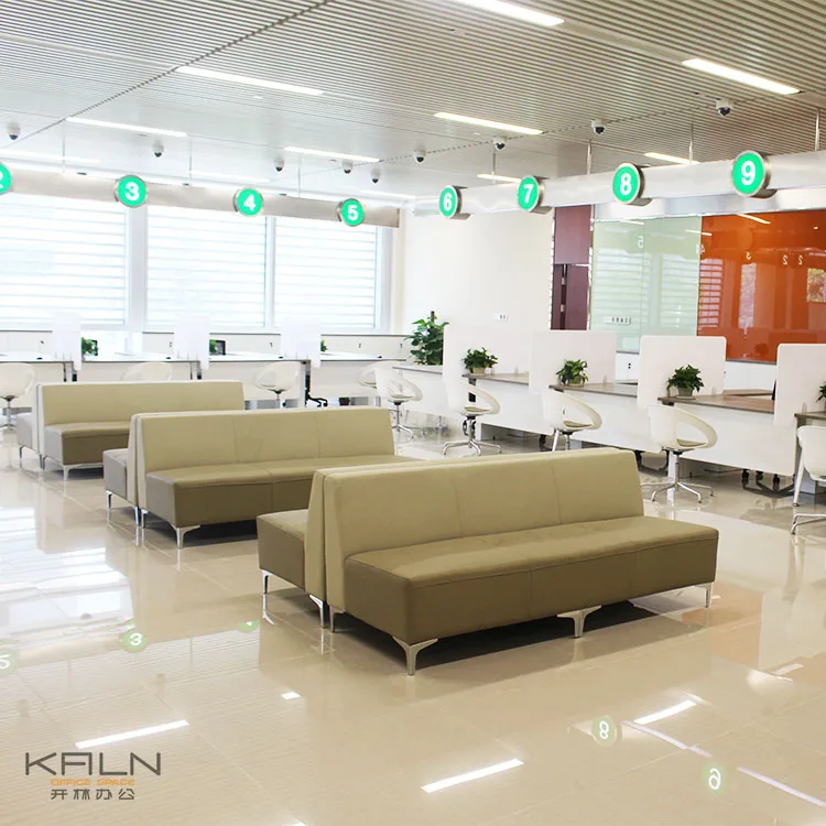 Newest office furniture factory directly sell customized green material leisure waiting area leather sofa sets hotel lounge