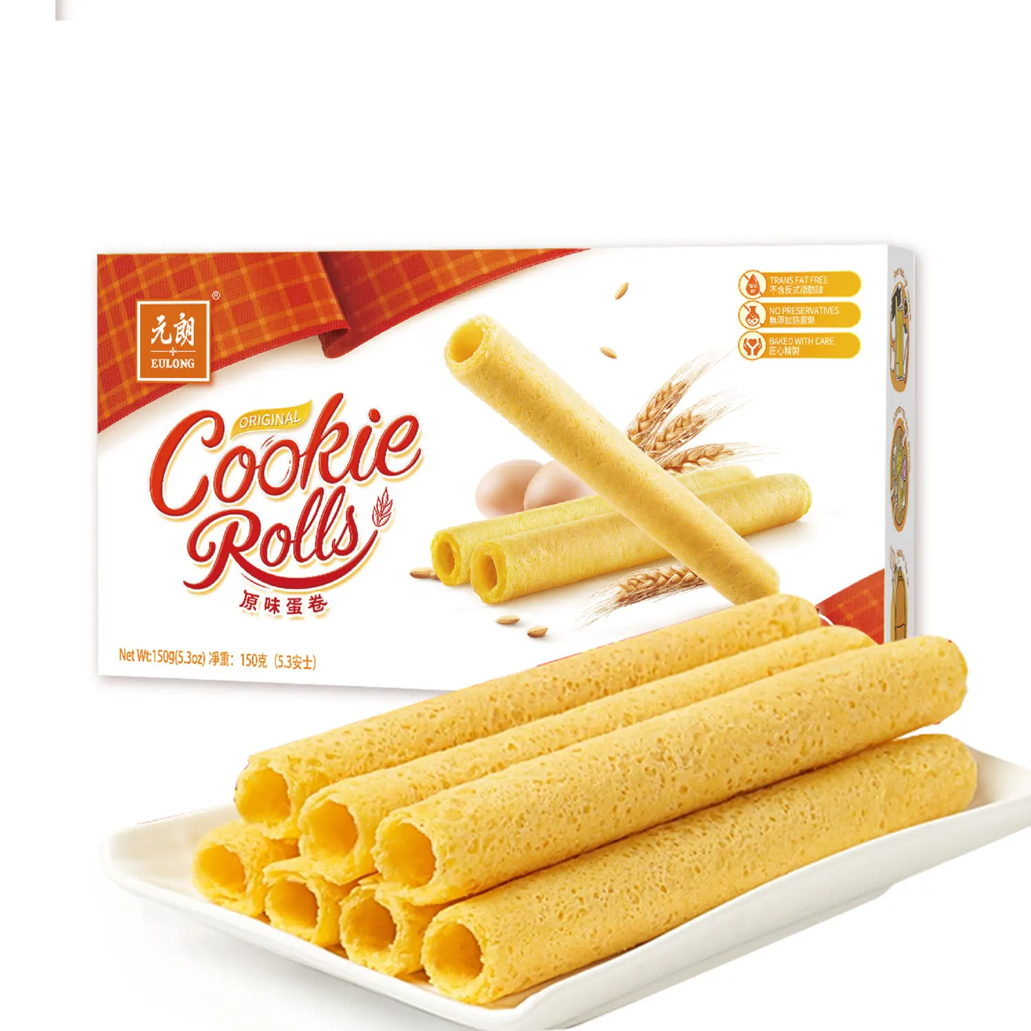 Китайский производитель, повседневные офисные закуски, 150 г, вафельные рулоны, прозрачные пакеты для печенья, оптовая продажа, печенье