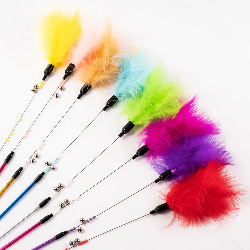 Multi Color Feather Cat Charmer Wand For Kitten