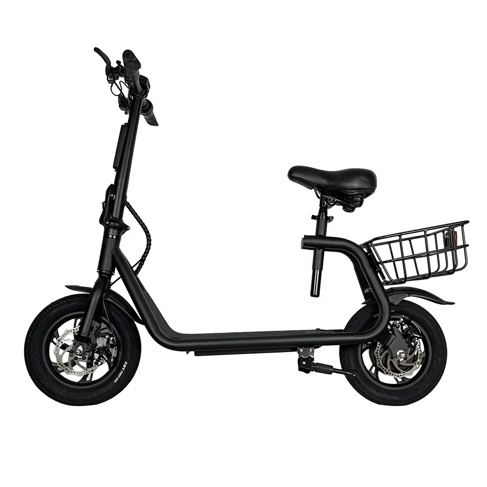 12 Inch Electric Bike With Basket 350 Watt Motor Foldable Electric Bicycle for Adults ROHS Certificate  Electric Scooter