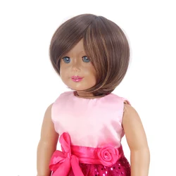 Amazon Горячая 8 дюймов короткие Боб Стиль машины по изготовлению синтетический термостойкий парик для куклы Американская девочка парики