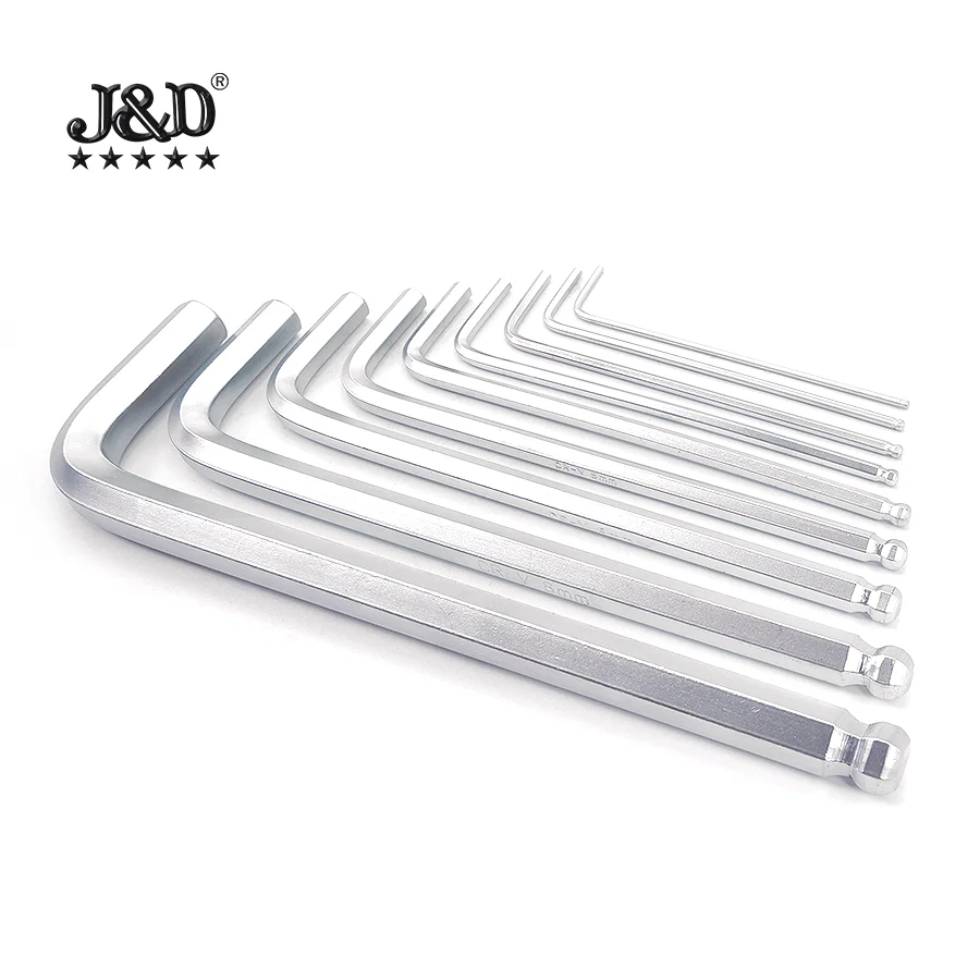 Matte chrome vanadium steel wrench ball head flat head extended hexagon screwdriver set hexagon wrench