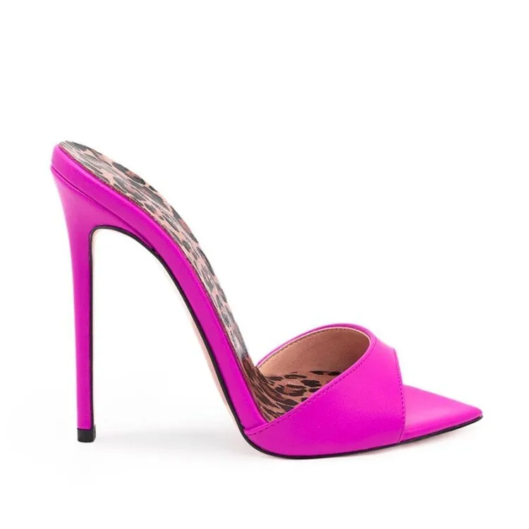 2024 Designer High Quality Pointed Leopard Print Stiletto Women Slippers Fashion Sexy Luxury High Heels Sandals For Women