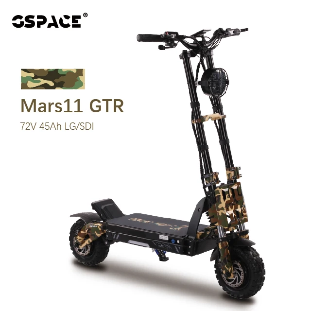 GSPACE 11 inch 72V 35ah 72v 45ah hydraulic brake dual motor powerful 2000w*2 5000w Mars adult fast electric scooter