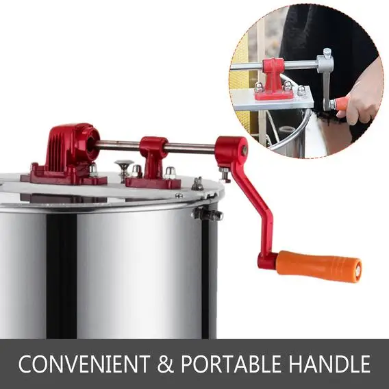 4 Frame Manual Honey Extractor Stainless Steel Honeycomb Spinner Crank Beekeeping