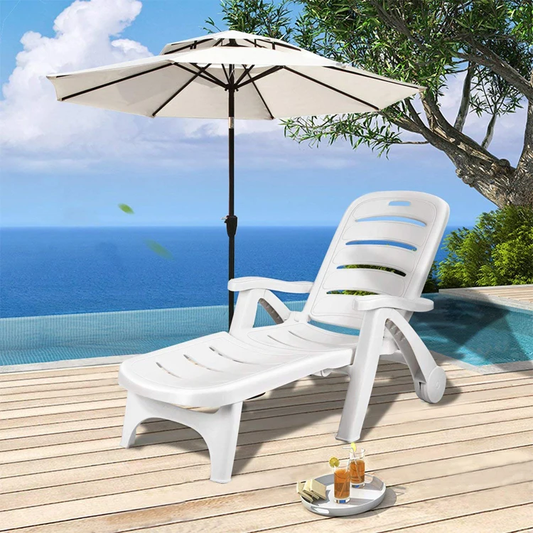 Plastic Foldable Outdoor Beach Chaise Lounge Chair