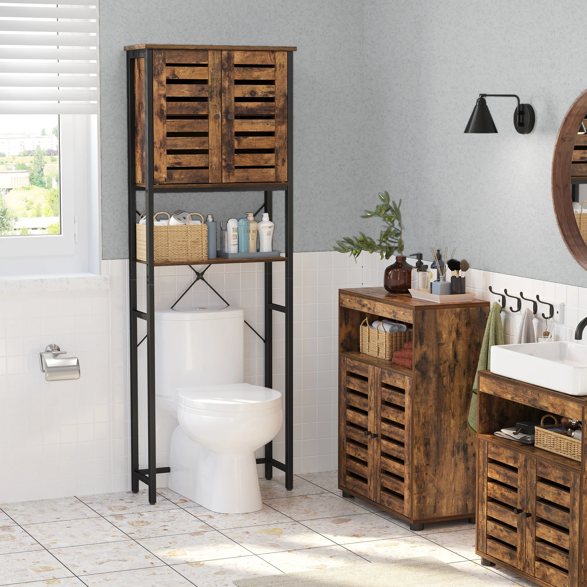 3 Layer Multipurpose toilet rack organizer shelf bathroom adjustable Shelves Over the Toilet Storage rack with towel rack