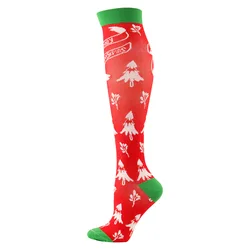 Medical Knee High Running Cycling 20-30 mmhg Women Fancy Holiday Cozy Christmas Compression Socks