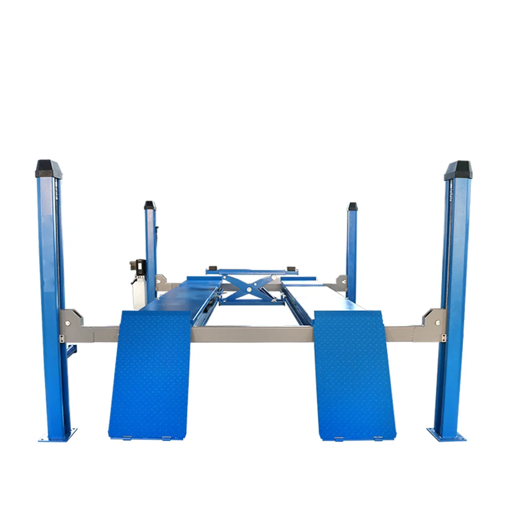 11023lbs electric hydraulic four post car lift with sliding jack and 5000 kg capacity for wheel alignment in workshop