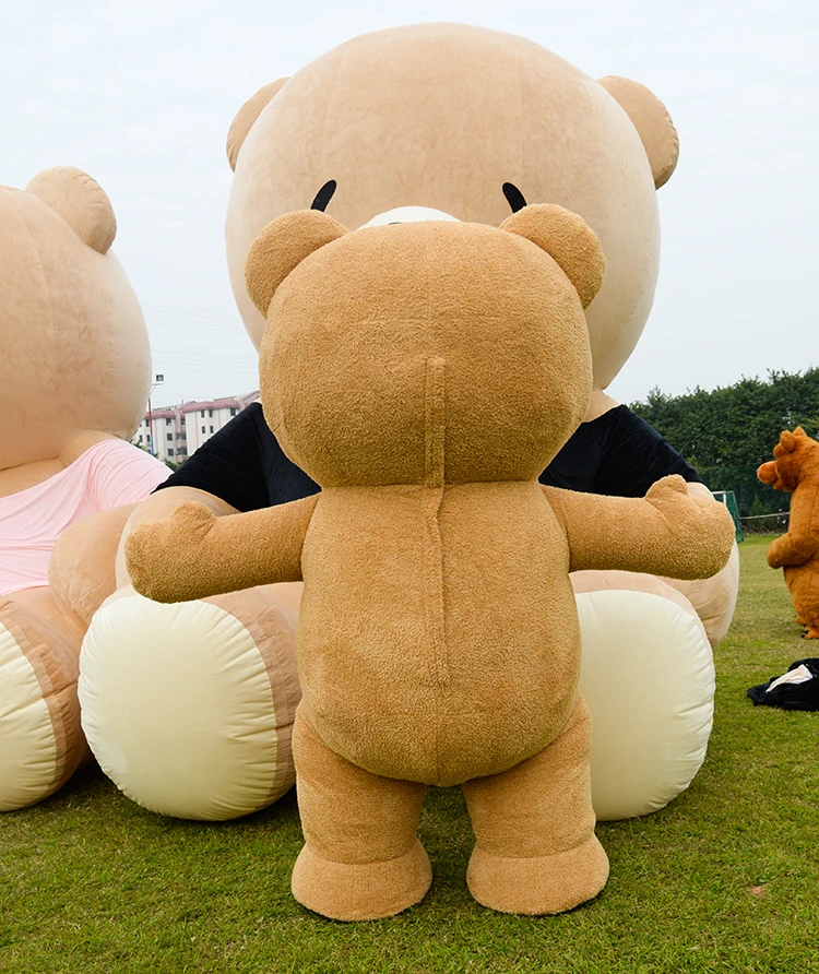 2.6m Inflatable Brown Teddy Bear Costume Customize Adult Suitable Mascot Animal with Blower Unisex Silver Gold Mesh Costumes