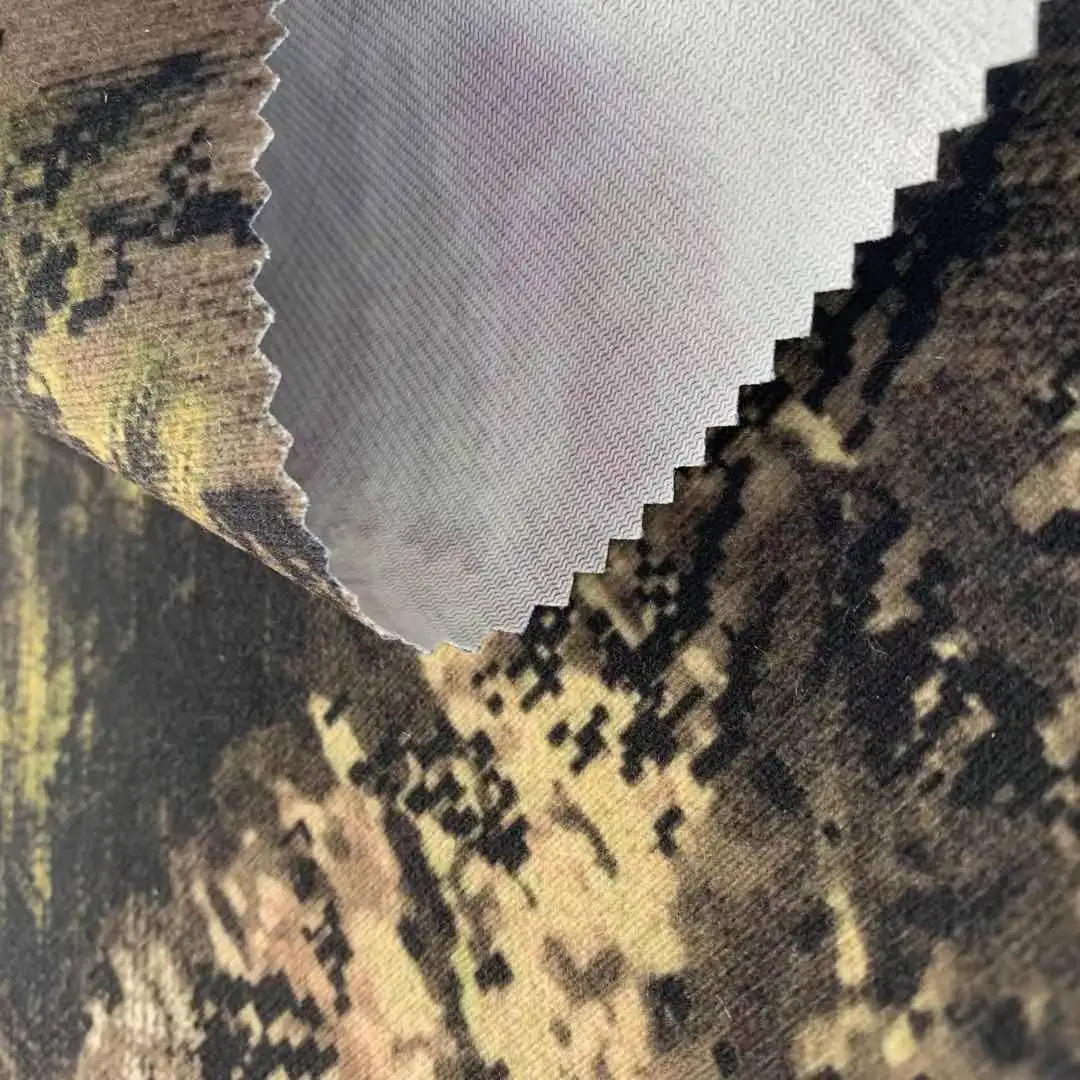factory wholesale camouflage knitted fabric alova 100%polyester printed breathable fabric outdoor knitting fabric