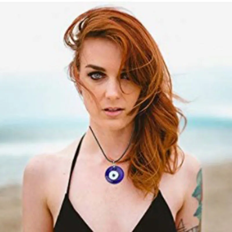 Fashion Turkish evil eyes pendant devil eye necklace jewelry leather cord blue eyes necklace