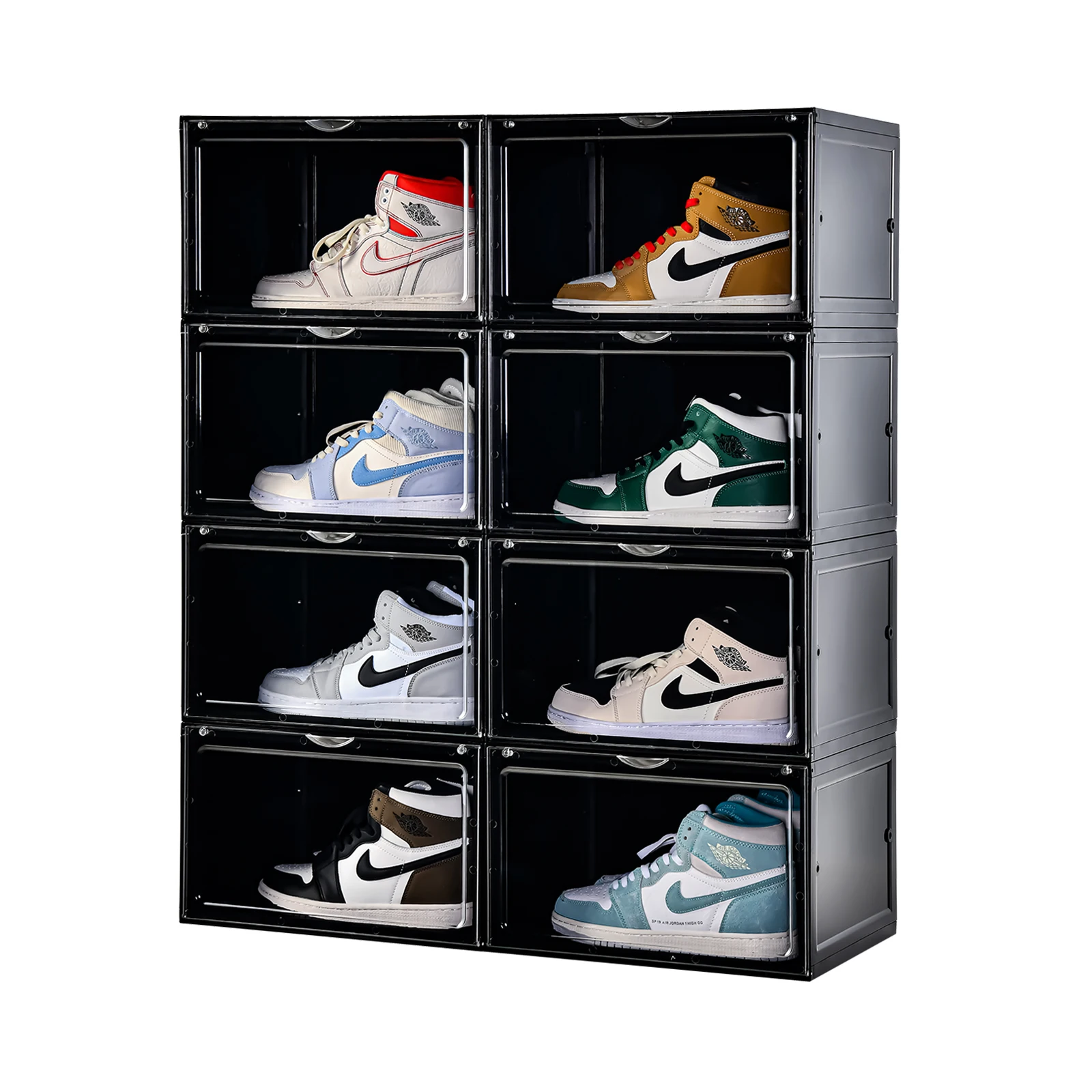 5688 foldable acrylic plastic magnetic shoe box container for shoe rack cabinet