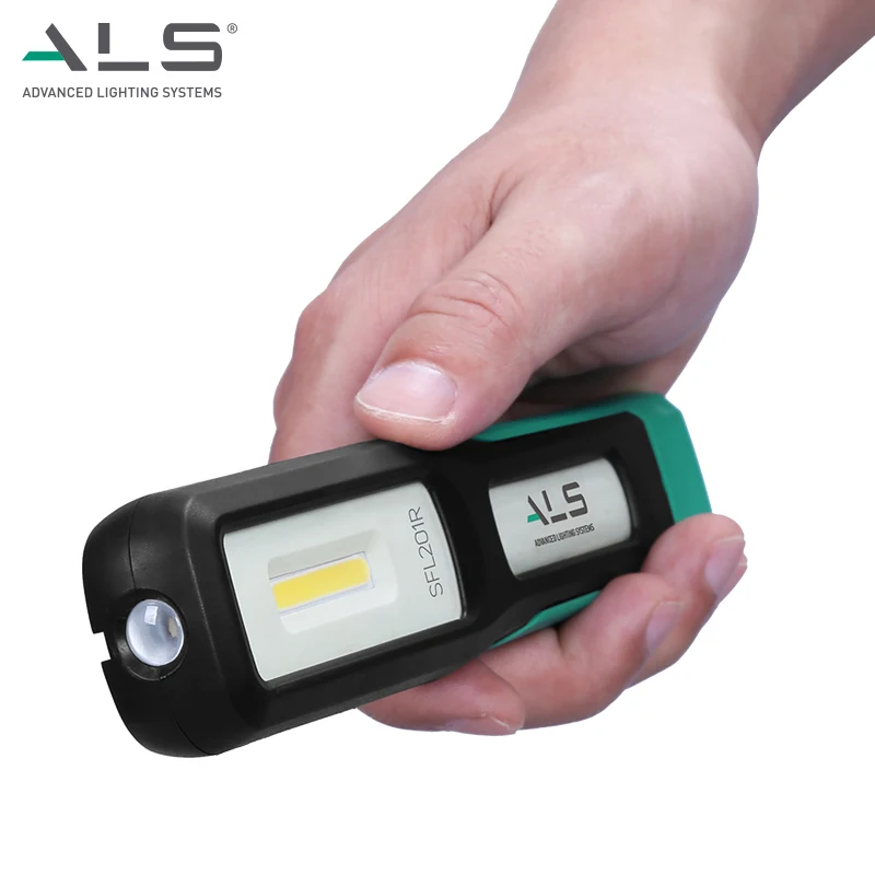 ALS 200lm Rechargeable Straight Folding COB LED Work Light Portable Flexible Bracket Fuel Gauge Waterproof Industry  Car Repair