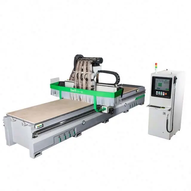 Multi spindles atc cnc nesting router wooden office furniture kitchen cabinet making cnc 1325 machine woodworking with 2 saws