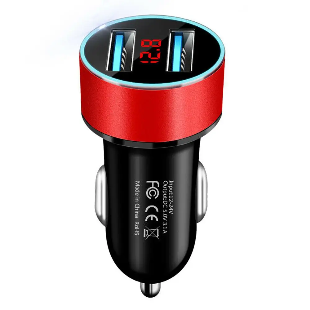  Универсальное автомобильное зарядное устройство с двумя USB-портами QC3.0 + 2 4 A и светодиодным цифровым