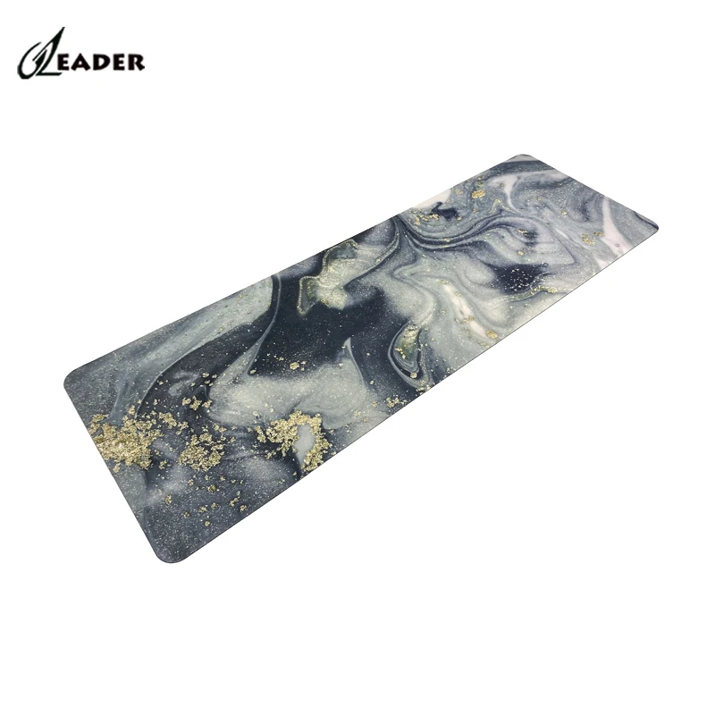 183 x 80 Wholesale Print Black Grey Gold Marble Printed Customized Eco Friendly Ecofriendly Natural Rubber Suede Yoga Mat