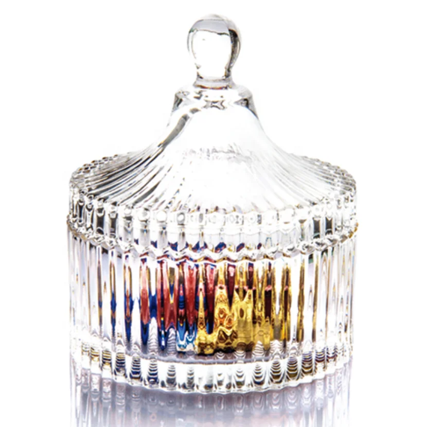 2023 Best Selling Storage Glass Candy Bowl with Lid Glasses Sugar bowl Glass Candy Jars wholesale Jewelry Storing Box