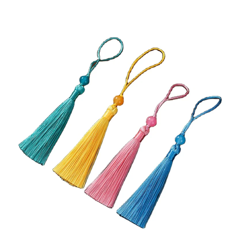 7CM Small Hanging Tassel Fringes Beaded Headdress Bookmark Folding Fan Pendant Tassel