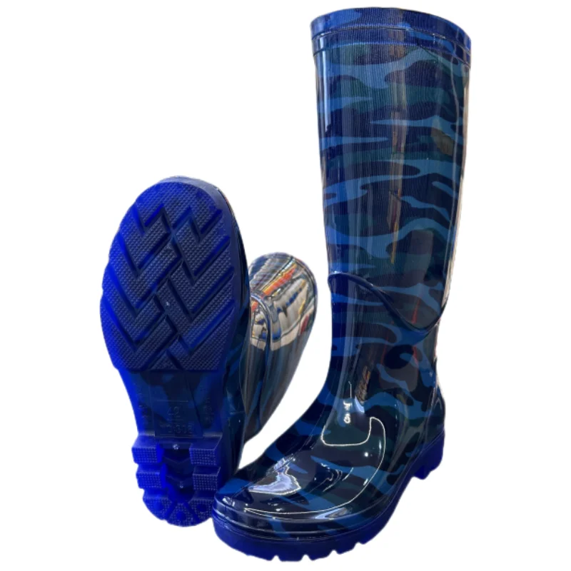 Colorful Waterproof Long Rain Boots Outdoor Industrial PVC High Tube Rain Boots Safety PVC Camouflage Rain Boots