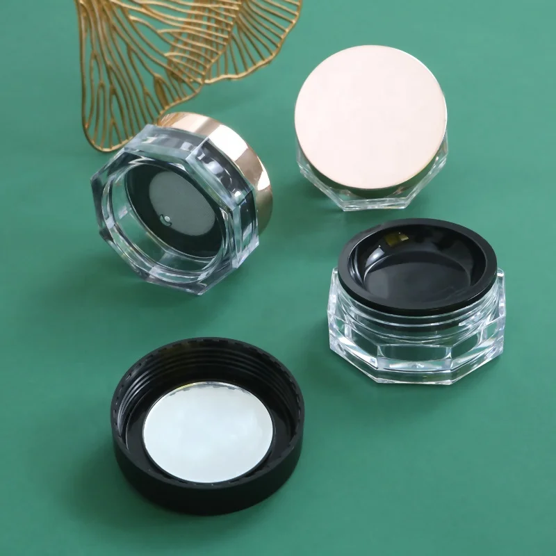 2022 new luxury packaging clear empty round loose powder containers square octangon setting powder case jar with mirror sifter