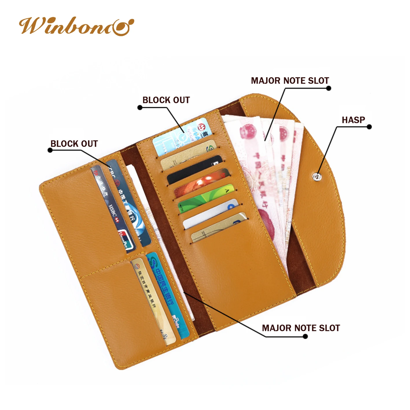Factory Direct Business Card Holder Genuine Leather Brown Wallet Cash Envelope Shaped Leather Wallet