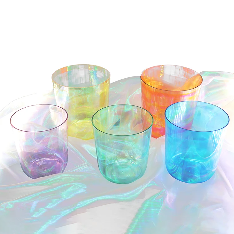 Chakra Iridescent Cosmic Clear Crystal Singing Bowls Crystal Singing Bells Sound Healing Meditation Yoga Therapy Quartz Bowls