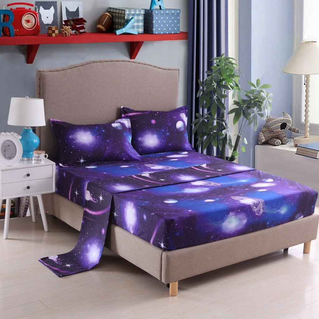 Printed bedcover microfiber fabric plain 4pcs 3D bed sheet