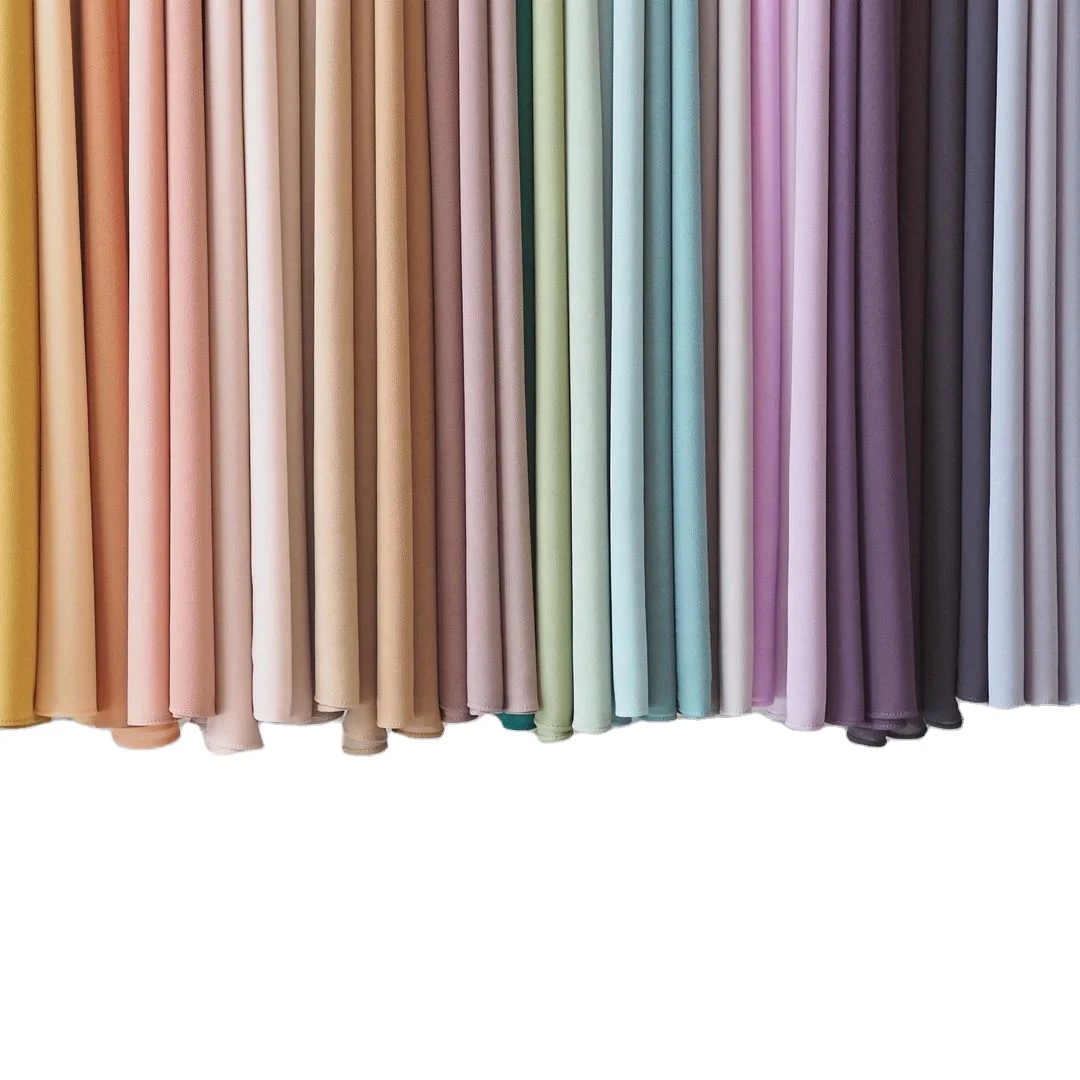High Quality chiffon shawl Malaysia tudung heavy chiffon Muslim Georgette Scarf Solid Plain Bubble Chiffon Hijab