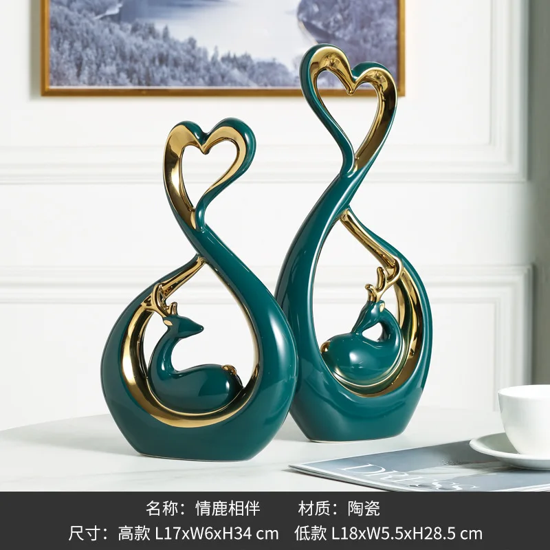 Home Decor Gold Pieces Living Room Interior Nordic Table Ceramic Craft Animal Ornaments Luxury Golden Elk Decoration Home Decor