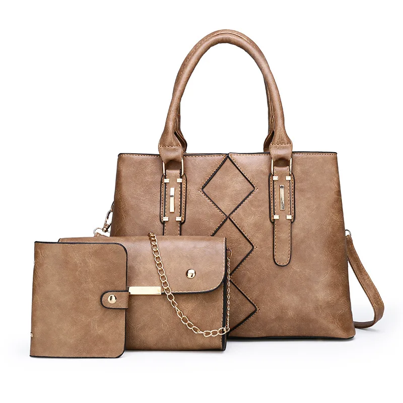 2019 new design pu ladies tote hand bag lady handbag leather handbags set for women bags