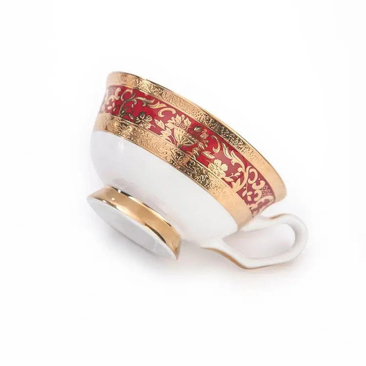 Flower Pattern Gold Edge ethiopian coffee tea coffee cups set tea crystal ethiopia coffee cups set